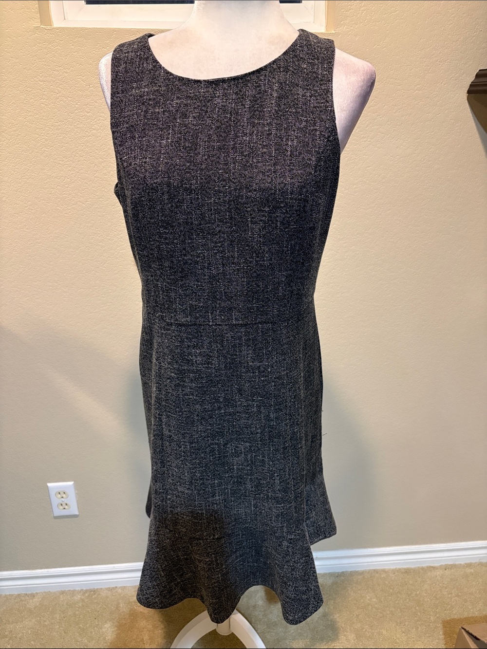 Ann Taylor Factory Charcoal Tweed Midi Sheath Dress